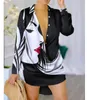 Designer Women V Neck low-cut sexy Shirt New Spring Chain Royal Printed Blouse Floral Blouses Fashion Shirts Tops Long Sleeved Shirt dress