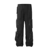 Pantaloni da uomo High Street Mens Design a più tasche cargo sciolti pantaloni dritti dritti a colore solido hip hop maschio casual maschio