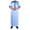 Mäns islamiska kläder marockanska lapptäcke bomullslinne kort ärm Mellanöstern arabiska mantel