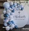 100st Pastell Macaron Blue White Balloons Garland Arch Kit Metallic Blue Balloons Wedding Födelsedag Baby Shower Party Decoration Q15021531