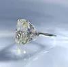 Trend 100% 925 Echt zilver 9*13 mm Witte G Hoge koolstof Diamantringen voor vrouwen trouwringfeestje fijne sieraden vrouwelijke geschenken 240412