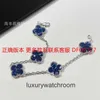 أساور المجوهرات الراقية لـ Vancleff Womens New Four Leaf Grass Flower S925 Pure Silver Bracelet platinum beimu agate stone handpiece Original 1: 1 logo