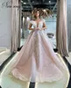 Party Dresses Princess Pink A Line Evening Shiny Beading Crystals Women Cocktail Prom Dress Arabic Dubai Engagement 2024