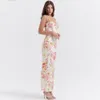 Womens Dress Printed Strap Sexy Backless Split Holiday Style Floral For Women