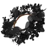 Decorative Flowers Halloween Wreath Black Ring Pumpkin Hanging Ornaments Horror Atmosphere Home Decoration Fall Silk Flower Wall