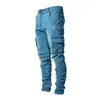 Mäns jeans 2024 Stretch Multi-Pocket Skinny Youth Fashion Slim Fit Slimming Denim Overalls