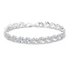 Uilz Fashion Blanc Blanc Zircon Charm Bracelets Silver Color Leaf Bracelet For Woman Elegance Wedding Party Bijoux Gift 240423