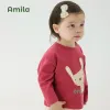 Sets Amila Kinderkleidung 2023 Frühlings- und Herbstmädchen Top Langarm Cartoon Fashion Kid's T -Shirt