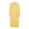 Designer Coats Cashmere Coats Luxury Coats MAX Mara Womens Goose Yellow Pointed Lapel Double Breasted Buckle Long Coat