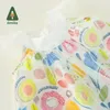 Mädchenkleider Amila Babykleid 2024 Sommer Süßblumenabdruck Netz nähen süße romantische ärmellose Kinderkleidung 0-6y