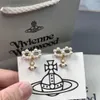 Luxury Viviennes Westwoods Earring Designer Earring for Woman Saturno Earring Orempress Western Empress Dowager Bow Pearl Saturno Orecchini di Saturno