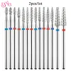 Bits 2pcs / lot Tornado Flame Dring Diamond Drill Bits for Russian Manucure Nails 3/32 "Cuticule Nail Forte Bitters Rotary Burr Drill Tool