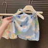 Juegos de ropa 2pc set para niña para niños ropa nueva niña de niñera set de verano delgados niños sueltos camisole + pantalones cortos traje de niñas trajes de niñas