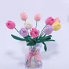 Decoratieve bloemen Kunstmatige tulp tulpen Romantische prachtige gebreide roos nepbloemdecor voor de huistafel creatief bui -boeket