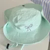 Bérets Color Match Bow Bucket Hat Femmes coréen Réglable Bowknot Fisherman's Outdoor Travel Sports Randonnée Sunshase UV Bows Sun Cap