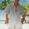 Camisas casuais masculinas Gradiente de camisa colorida 3D Roupas de lapela para férias havaianas Moda confortável e macia