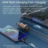 Chargers 65W USBC Tension Display Car Chargeur Fast Fast 100W Câble USBC pour MacBook Air iPad Pro iPhone 12 ordinateur portable Samsung Xiaomi PPS QC3.0
