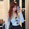Faux 2 PCS T-shirts Femmes Patchwork Slim Crops Tops Sexy Girl Girl Sweet Casual Korean Style Off épaule Tende Tend Tend-Match 240416