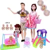 Dolls Happy Family Dolls Playset Women Women Doll maman papa kenwife bébé poupée poussette lits accessoires jouent des jouets de maison pour filles