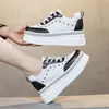 Casual Shoes Krasovki 7cm Genuine Leather Women Bling Chunky Sneakers Vulcanized Autumn Spring Hidden Heels Lady Platform Wedge