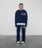 Pants England Style Cole Buxton Letter Logo Jacquard Weave Casual Loose Woolen Pants Royal Blue Street Fashion