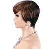 Natural Short Bob Pixie Cut Perücken für schwarze Frauen glatt gefärbtes menschliches Haar mit Pony Glueless natürliches brasilianisches Haar