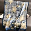 Spring Scarf Womens Luxury Design Silk Smooth Soft Muslim Headband Shawl Beach 85x180cm 240417