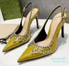summer sexy high heel women sandals pointed toe slingback patent leather with rhinestone decor female dress sandals