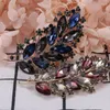 Broches Vintage Crystal Luxury Rignestone Botanical Leaf Brooch Fashion Feather Pin pour femmes Banquet Robe Bijoux Accessoires