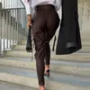 Women's Pants Solid Color Trousers High Waist Faux Leather Pencil With Zipper Decor Multi Pockets For Women Slim Fit Long