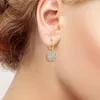 dangle earrings vistoso for women 14k 585黄色のスパークリングダイヤモンドフラワーダングリングデリケートゴージャスな高級ジュエリー