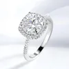 Smyoue 0,3-3CT D Color Rings certifiés pour les femmes Square Sparkling Diamond Promise Band 100% Sterling Silver 925 240412