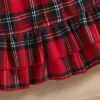 Shirts Prowow 15y Toddler Girl Christmas Dress Fashion Belted Vneck Red Plaid Dress Winter New Year Clothes Kids Dresses for Girls