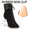 Dans Ayakkabıları Kadın Siyah Yüksek Topuklu Peep Toe Toe Boots Stilettos Latin Dans Sokağı için Caz Seksi Büyük Boyut