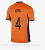 Novo 2024 Holanda Memphis Football camisa masculino Kit de crianças 24 25 25 Euro Copa da Copa Europeia Holland Club 2025 Jersey de futebol da seleção holandesa Casa Full Home Memphis Xavi Gakpo GD