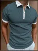 Men's Polos zipper Top Grade Fashion Designer Brand Simple Mens Polo Shirt Trendy With Short Sleave Stripped Casual Tops Men Clothes