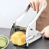 French Fry Cutter Multifunktion Vegetabilisk frukthoppare med 2 rostfritt stålblad för pommes friteschips Maker Potato Slicer