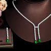 Colliers CWWZIRCONS Simple Fashion Pannant Drop verte cubique Zircone Femme Party Mariage Collier Bijoux pour les mariées Accessoire T730