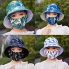 Wide Brim Hats Plant Printed Farming Hat Outdoor With Mask Sunprotection Letters Anti-UV Agricultural Work Unisex