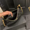 New Hobo Bag Diamond Diamond Lattice Gold Metal Chain Bag Sagra Dinner Saco de maquiagem Bolsa de couro genuíno