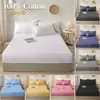 100% Cotton Fitted Bed Sheet with Elastic Band Solid Color Anti-slip Adjustable Mattress Cover for Single Double King Queen Bed 240424