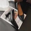 Zapatos de vestir aucegi 2024 tacones cuadrados de la plataforma sexy para mujeres de la plataforma de la primavera del vino negro del dedo rojo fiel de la patente del dedo del pie puntiagudo