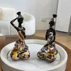 NORTHEUINS Resin Black Woman Candlestick African Exotic Statues Art Lady Figurines for Interior Decor Desktop Accessories Object 240411