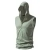 Men's Tank Tops Gym Casual All-match Hooded Vest Sleeveless Sweatshirt Solid Color Fitness Sports