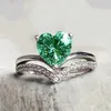 Wedding Rings 2023 Trendy Heart Cubic Zirconia Women Rings for Engagement Wedding White/Pink/Green/Colored Love Rings Eternity Jewelry