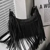 Sacs de soirée Brand Designer Retro Femmes Tassel Fringe Messenger Sac Blue Brown Brown Lady Travel Handbag Bags Suede Crosshes