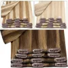 Extensions Tess 8pcs / Set Clip in Human Hair Extensions Notrymy Natural Hair Full Head Fix Hair Coiffe raide ombre Blonde Blonde