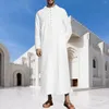Ethnic Clothing Mens Muslim Hooded Robe Middle Eastern Islamic Arabic Vintage Loose Long Sleeve Drawstring Pockets Fashion Male