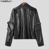 Abiti da uomo top incerun 2024 American Style Fashion Blazer Pocket Locomotive Volto Poccia in pelle Long Abito a maniche lunghe S-5xl S-5xl