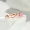 Anéis de casamento Oval Cut Fire Purple Fire Opal Anéis para mulheres Rose Gold Color Bandas de casamento Love Infinity Ring Promise noivado Ring Jewelry Gifts